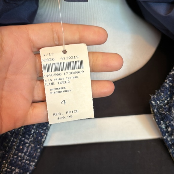 Land’s End Blue Tweed Jacket NWT Size 4 Fringe Texture Blazer/Jacket - Picture 9 of 9